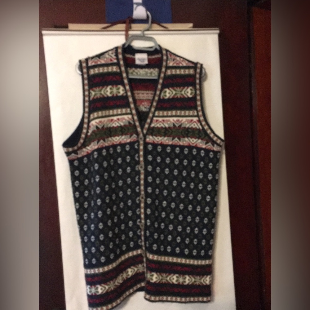 VINTAGE 90s Huntington Ridge Wool Blend Knit Cardigan Vest Size Large